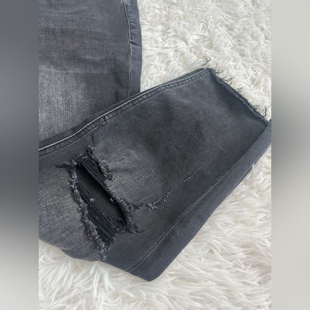 VERVET Black Night Reflection High Rise Distressed Crop Skinny Jeans - Size 16 - Picture 3 of 10
